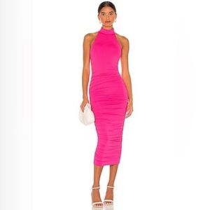 Revolve. Mallory High Neck Dress in Hot Pink. Size small. Superdown collection.